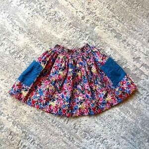 Floral Skirt with Blue Pockets